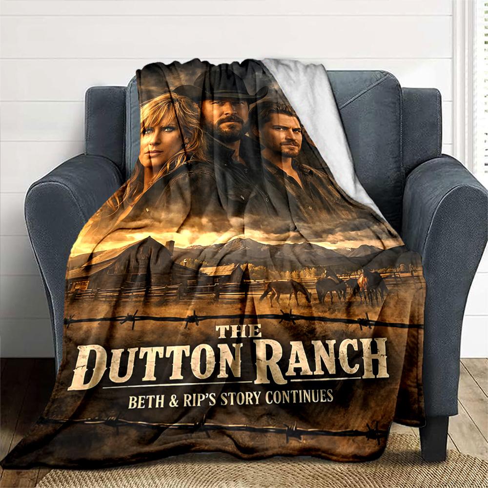 Dutton Ranch Flannel Blanket Super Soft Warm Cozy Blanket for Sofa Bed Office Travel All‑Season Home Decor Gift
