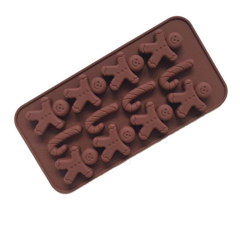 Gingerbread Man Christmas Food Grade Silicone Mold Chocolate Fondant Mold Snowman Lollipop Cake Candy Cake Decorating Tools