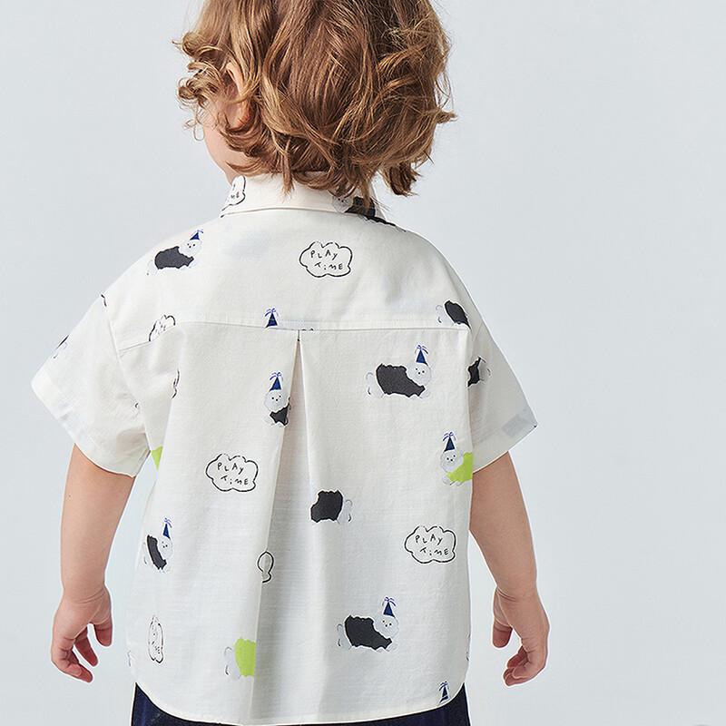 Minibala Boys' Summer Cotton Blend Short Sleeve Shirt