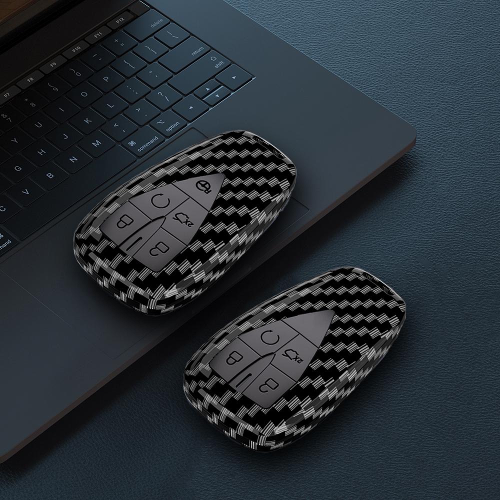Abs Carbon Fiber Car Key Case Cover Shell For Changan Unit Unik Cs35Plus Cs55 Plus Cs75 Plus Oshan X7 X5 Car Accessories