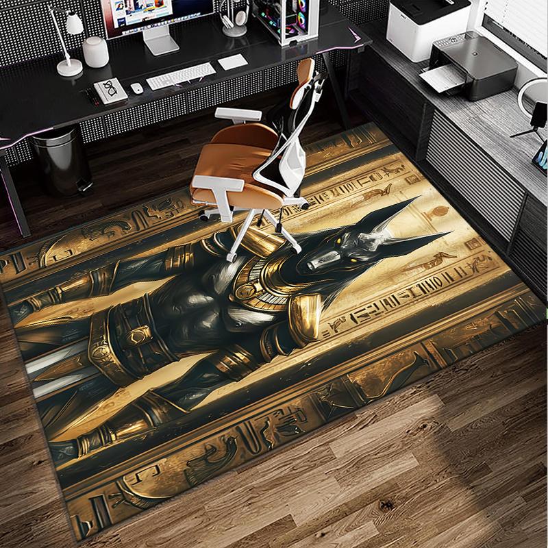Ancient Egyptian Pharaoh Office Rug Chair Mat, Game Carpet, Suitable for Front Door, Bedroom, Living Room, Desk, Holiday Gift