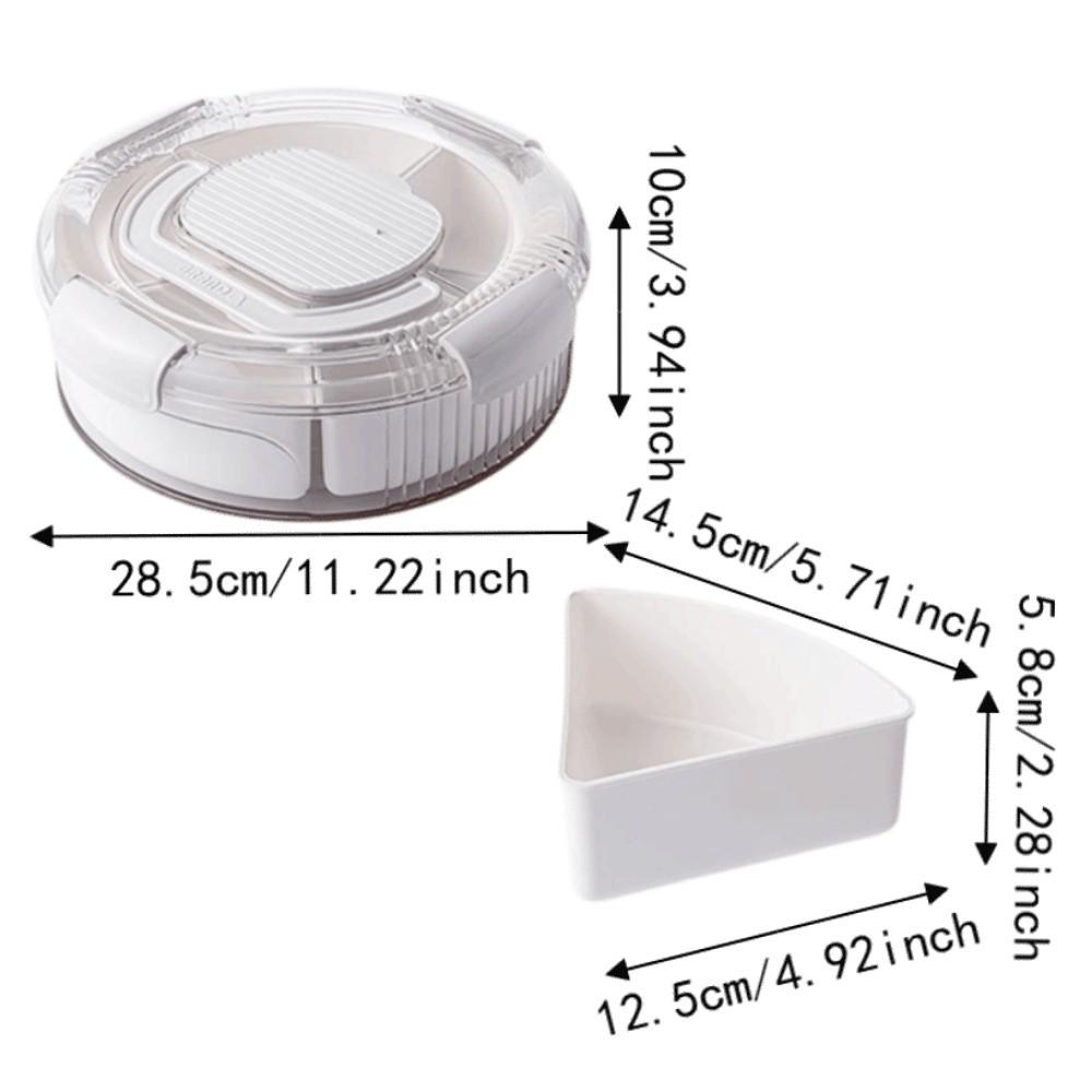 Sealed Rotating Serving Tray Compartmentalized Transparent Lid Snack Storage Box Durable With 5 Compartments Rotating Fruit Tray