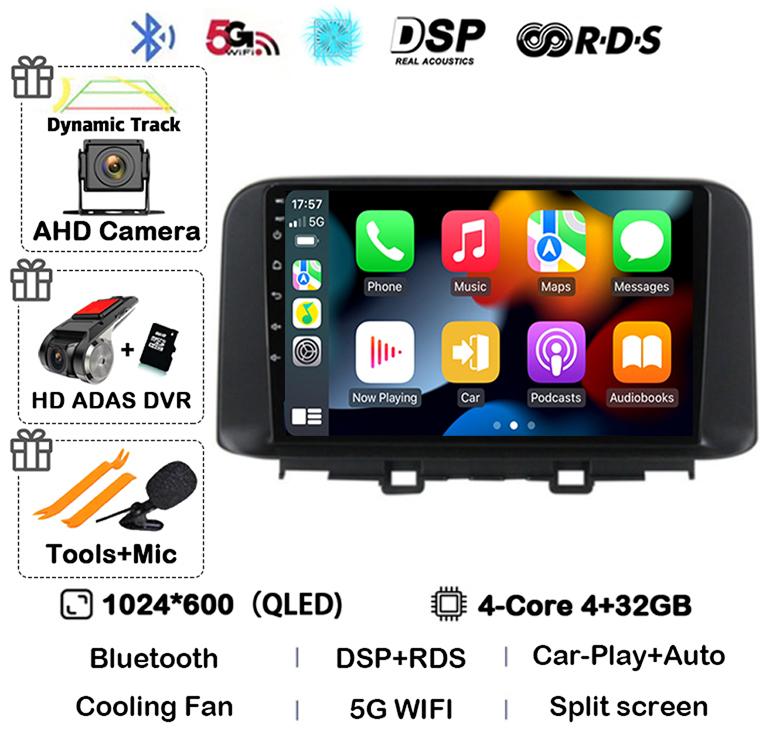 Android 14 Carplay Auto Car Radio Stereo For Hyundai Encino Kona 2018 2019 2020 2021 2022 GPS Multimedia Video Autoradio Player