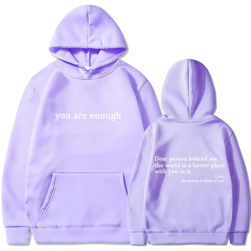 2025 Trendy You Are Enough Printed Hoodie Men's and Women's Pullover Retro Hoodie Street Hip Hop Unisex Hoodie Top