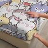 3pcs Fitted Sheet Set Cute Cat Faces Pattern Print Wrinkle Resistant Bed Sheet With Pillowcases For Bedroom Decor
