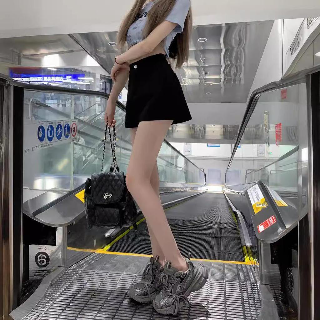 Women's Plus Size Black High Waist Summer Shorts