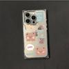 Clear Square Back Tube Case Protection For iPhone 16 ProMax 11 13 12 15 Plus 14 Pro Max Anti-Oxygen,Milk Tea Bear Pattern Casing
