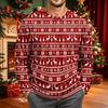 Men's Corduroy Long Sleeve Crewneck Top with Christmas Print for Holiday Casual Wear