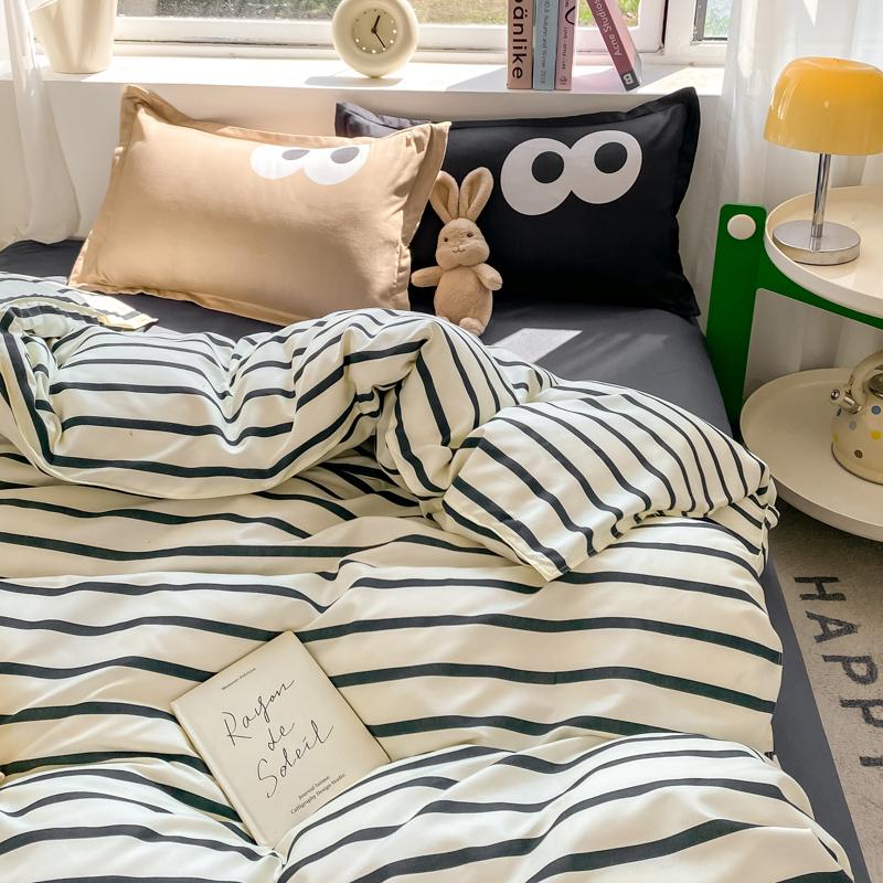 Nordic Sling Bed 150 Bedding Sets Stripes Duvet Cover Set Quilt Cover Bed Sheet Quilt Sets Queen Size INS Blogger Comforter Sets