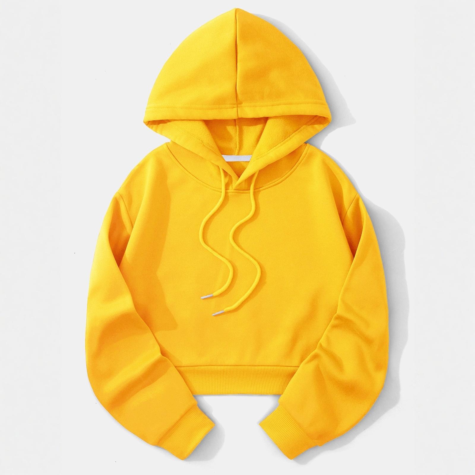 

Женский модный пуловер с длинными рукавами и однотонная толстовка с капюшоном XS жёлтый