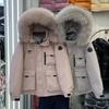 Womens Thick Puffer Coat With Real Raccoon Fur Collar Loose Hooded Outdoor Workwear Style Jacket