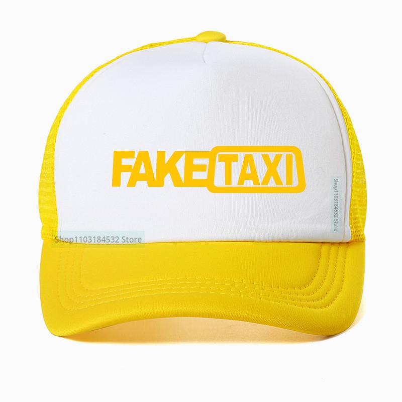 Berretto da Baseball Taxi Finto Alta Qualità Rete Traspirante Estate Uomo Nero Stampa Faketaxi Snapback