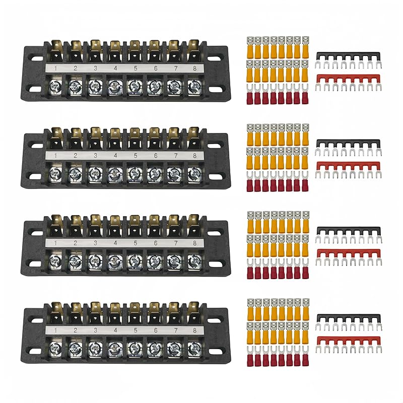 Dual Terminal Blocks – 2 Sets of 2/4/6-Position Strips with Jumpers & Connectors for Enhanced Electrical Wiring and Power Distribution