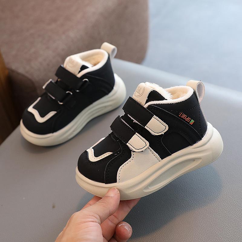 Velvet Children's Sneakers Winter Beige Girls' Soft-soled Baby Tennis Shoes Kids Brown Boys' Casual Shoes