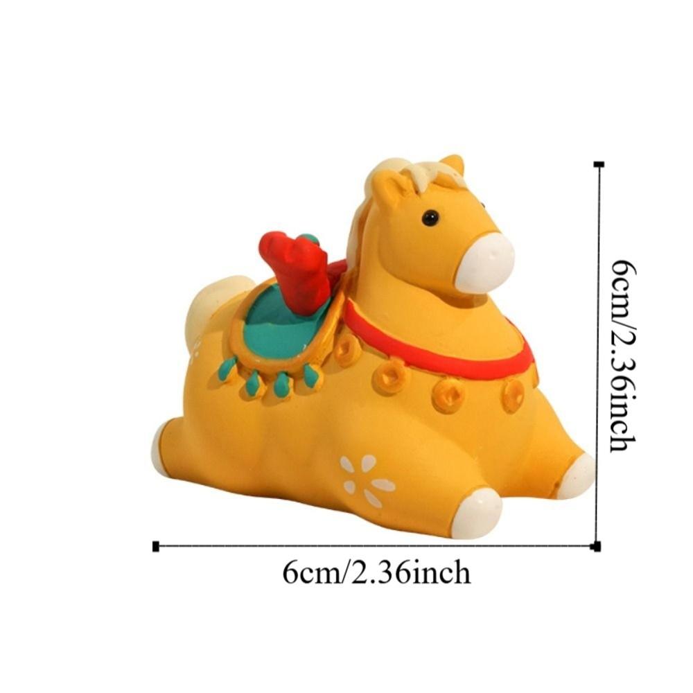 Kawaii Cute Pony Ornament Horse Mascot Resin Zodiac Horse Figurines Chinese Style New Year Gift Horse Year Dolls Home Decoration