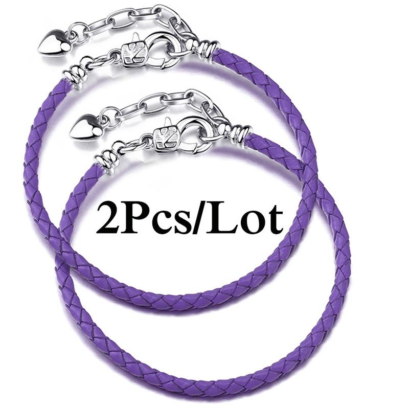 2 szt./partia Specjalna Oferta Skórzane Bransoletki Łańcuszkowe Pasują do Ręcznie Robionych Koralików Bransoletki z Charmsami Dla Par Pulsera Biżuteria Dla Kobiet Mężczyzn Hurtownia