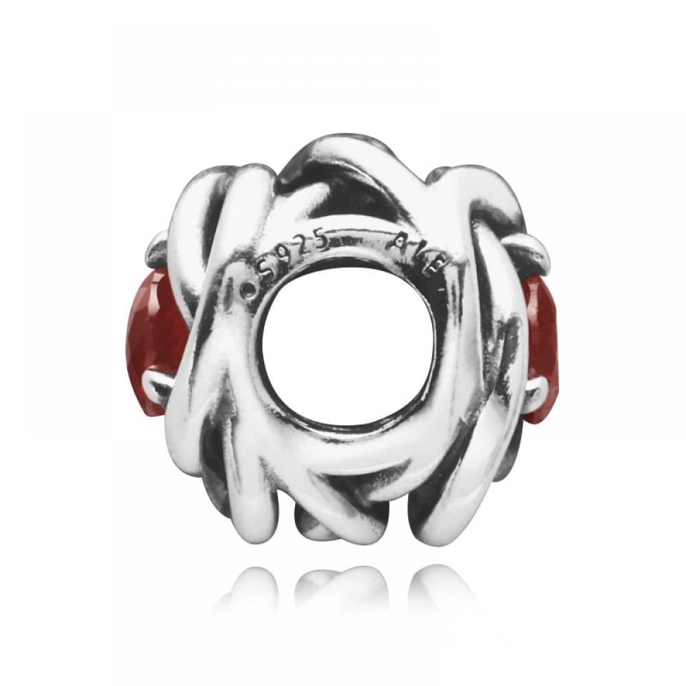 Pandora 790065c06 January Birthstone Red Eternity Circle Silver Charm