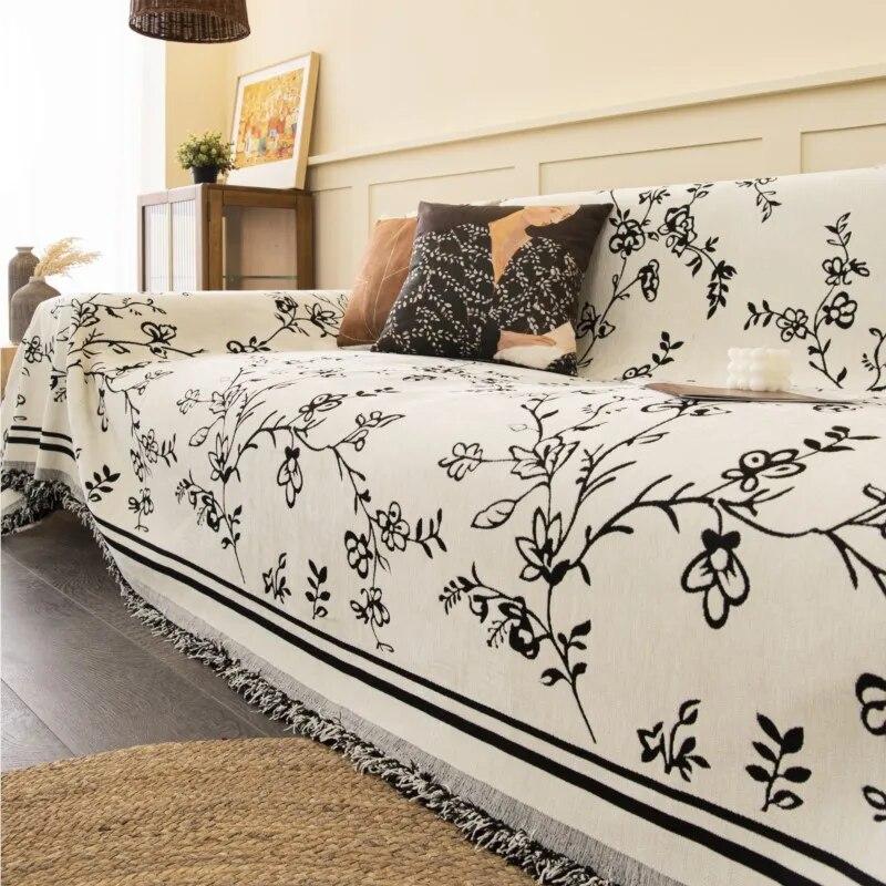 Black White Sofa Cover Sofa Towel Chenille Universal Couch Cover Pet Mat Living Room Sofa Dust Proof Sofa Cushion Cover