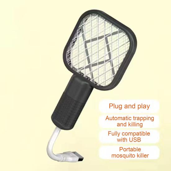Mini USB Electric Fly Swatter 3000V Portable Travel Lightweight Indoor Outdoor Gnats Trap UV Lamp Automatic Fly Zapper Racket