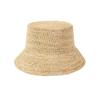 Spring and Summer New Fashion Casual Handmade Crochet Raffia Flat Top Bucket Hat Outdoor Travel Sunscreen Sunshade Straw Hat