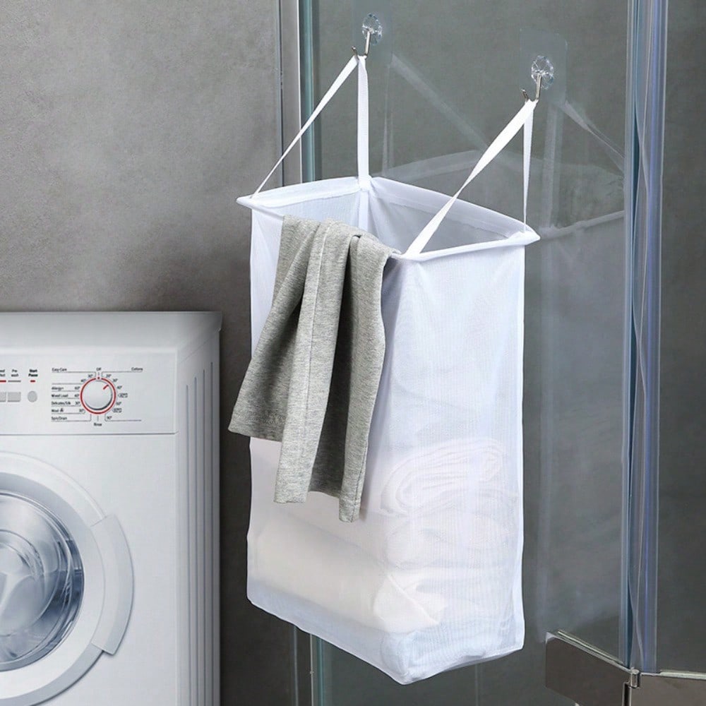 Wall Hanging Dirty Clothes Basket Household Laundry Basket No Punching Toilet Paste Storage Basket Bathroom Storage Basket Dirty Clothes Basket