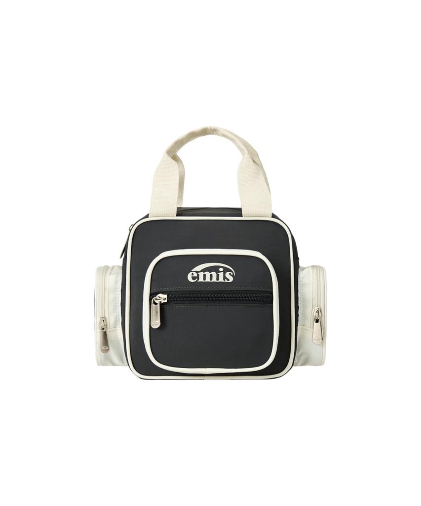 Emis Nylon Color-Block Tote Bag-Charcoal