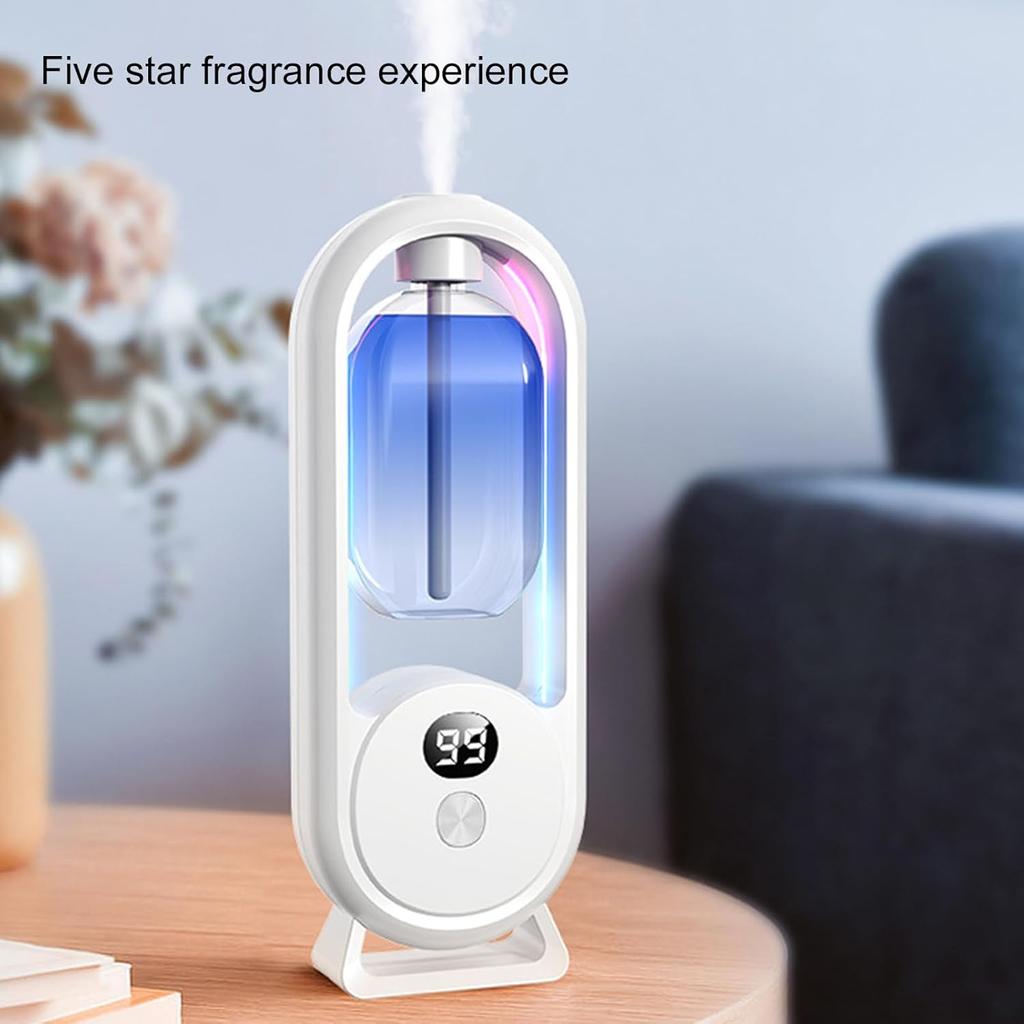 Air Freshener Automatic Spray Bathroom, Wall Mounted Essential Oil Diffuser Automatic Fragrance Dispenser Aromatherapy Diffuser with LED Display