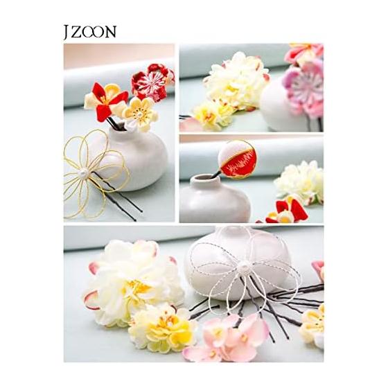 JZOON Handmade Tsumami Zaiku Hair Accessory for Shichi-Go-San, Coming-of-Age Ceremony, Yukata, Hakama, Kimono, Furisode, Japanese Traditional Wear,