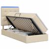 LED Storage Bed with Mattress Cream 90 X 190 Cm Fabric
