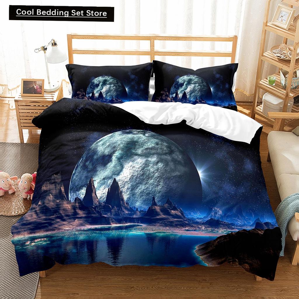 Cartoon Fantasy World King Queen Duvet Cover Magic Castle Bedding Set Mythical Landscape Quilt Cover Polyester Comforter Cover