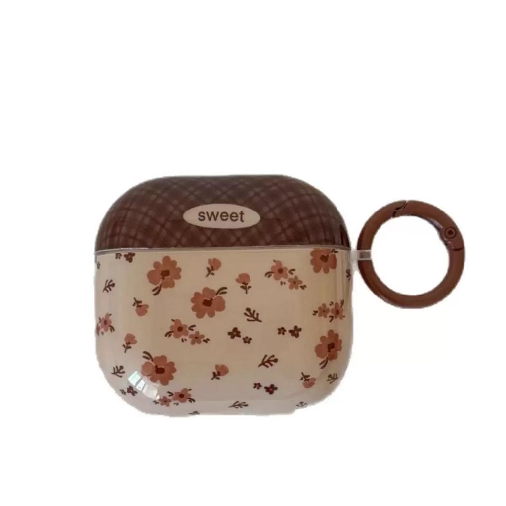 Retro brown small floral AirpodsPro1 earphone case for Apple 1/1/1/1st generation wireless bluetooth case