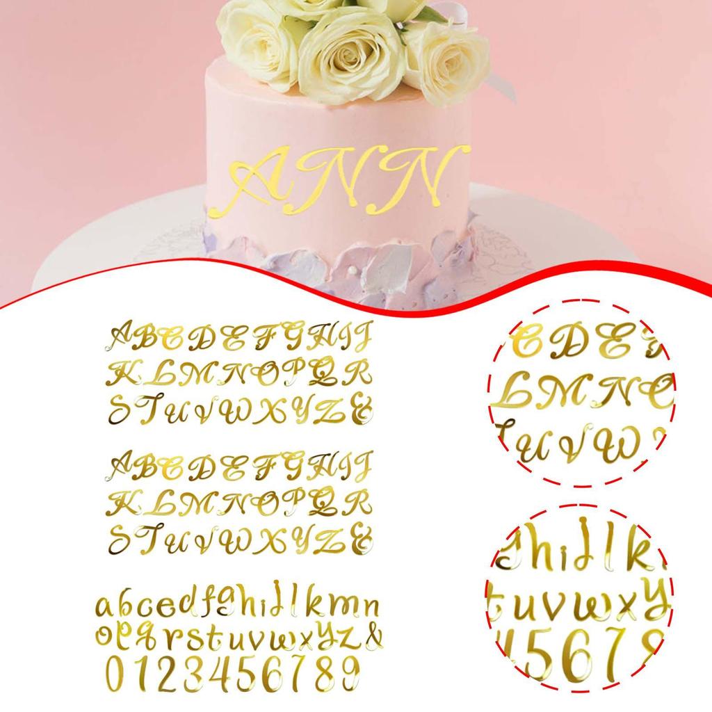 Cake Toppers DIY Ornaments Decorative A-z Letters Acrylic Alphanumeric Cake Decoration for Dessert Festivals Anniversary