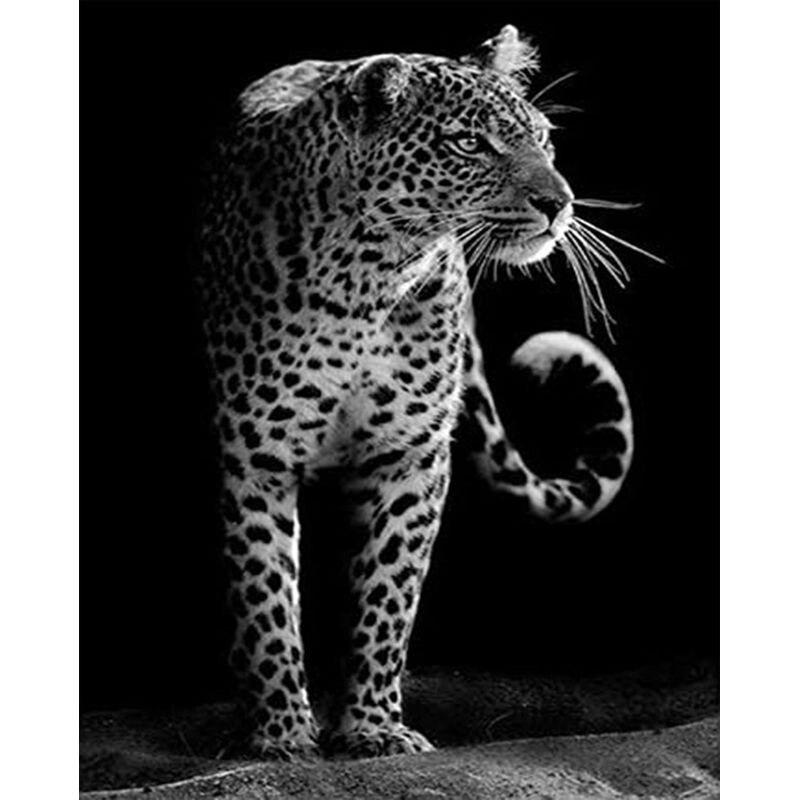 

50x70 см DIY алмазная живопись черный леопард для взрослых 5D вышивка животных мозаика украшение дома ремесленное искусство Full Round 40x50CM