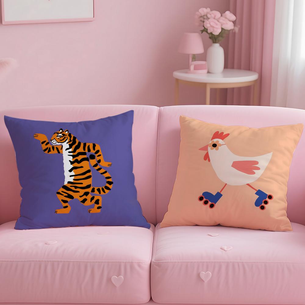 Abstract Animals Cushion Cover Soft Short Plush Double-Sided Printing Home Decor Machine Washable Pillow Case Gift