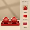 Double Happiness Newlywed Tea Set: Red Bowls, Chopsticks, and Spoons