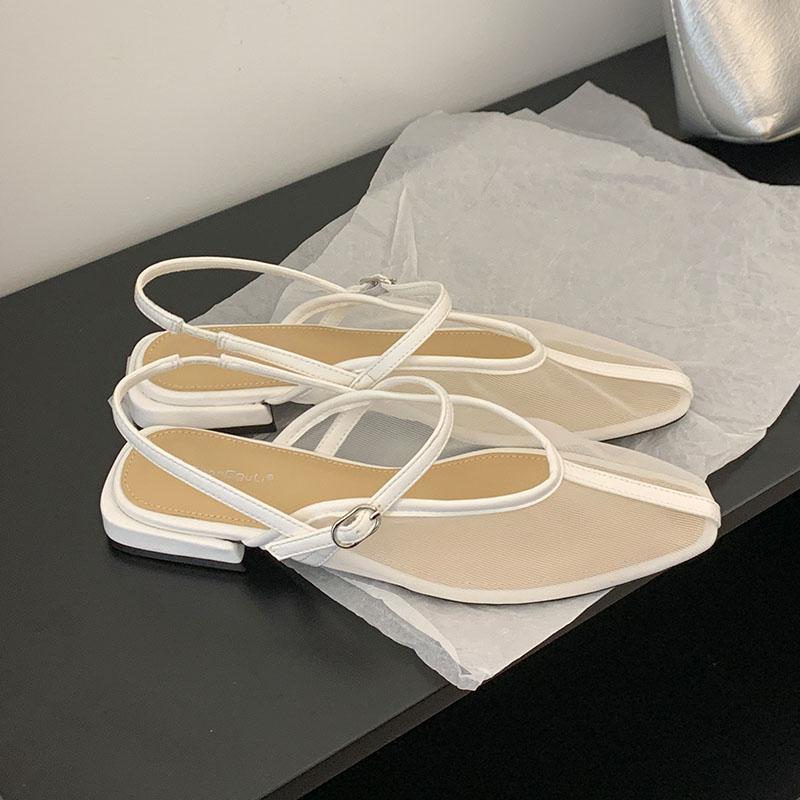 

Fashion Fashion Mesh Ladies Flats Sandals Shoes New In Summer Spring Luxury Female Breathable Footwear Shallow Women Flats Sandals Shoes 35 белый