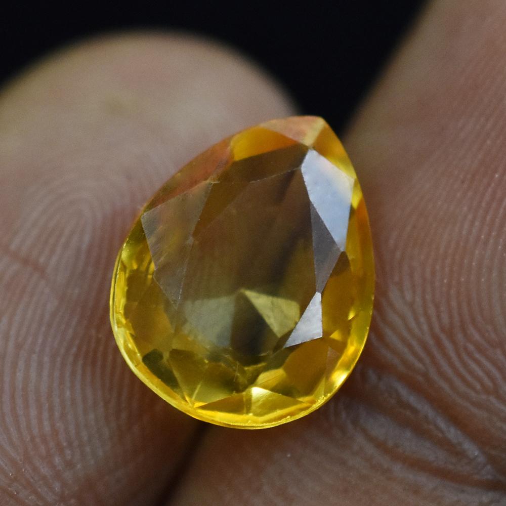 4.80 Ct NATURAL Yellow Sapphire Pendant Size Certified Pear Cut Loose Gemstone