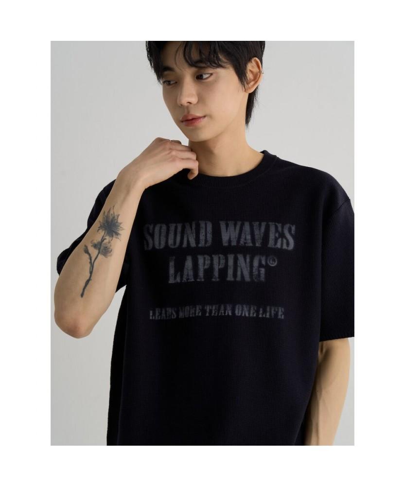 8SECONDS Printed Lettering Short Sleeve Knit - Black