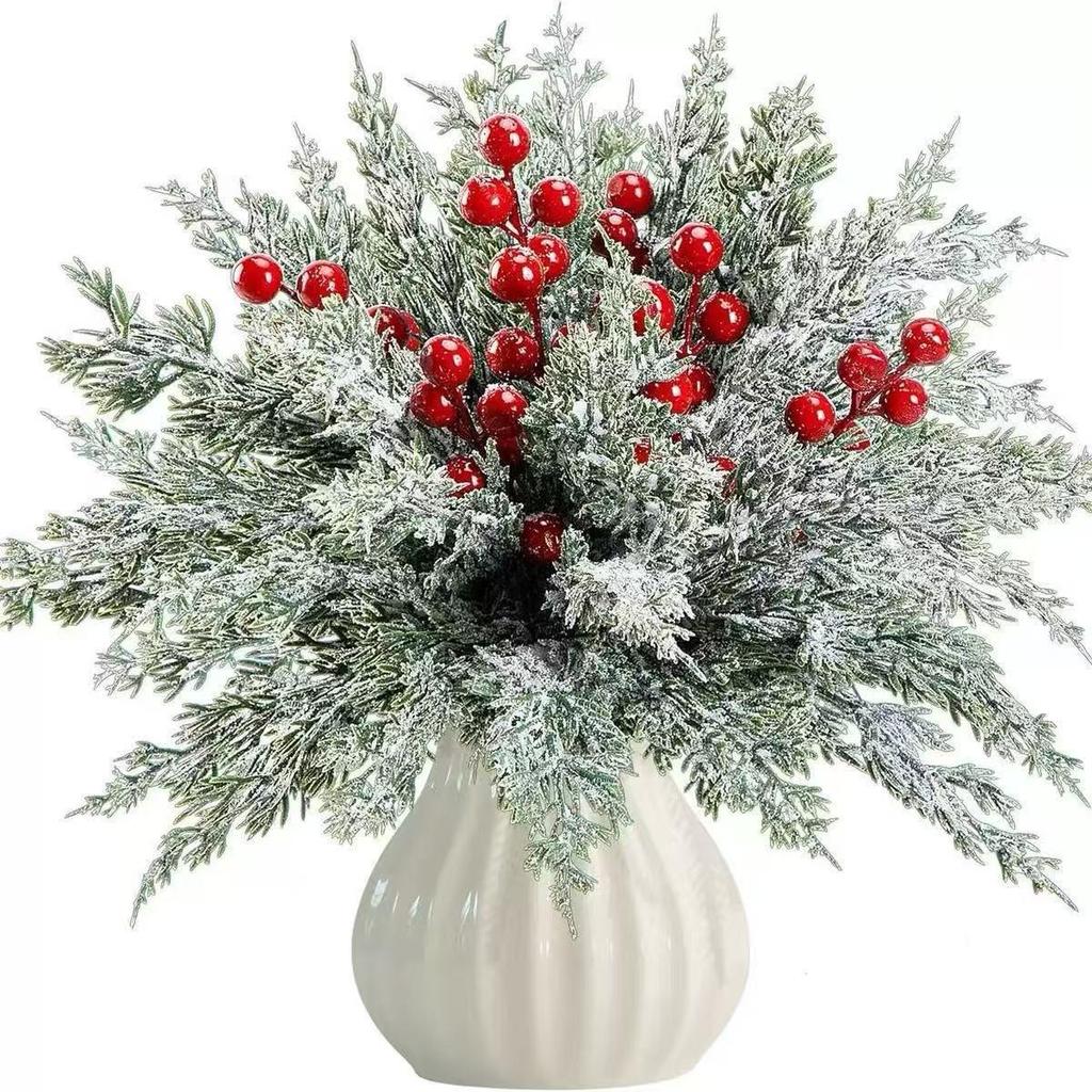 Pine Branch Plastic Green Plant Christmas Tree & Wreath Decoration