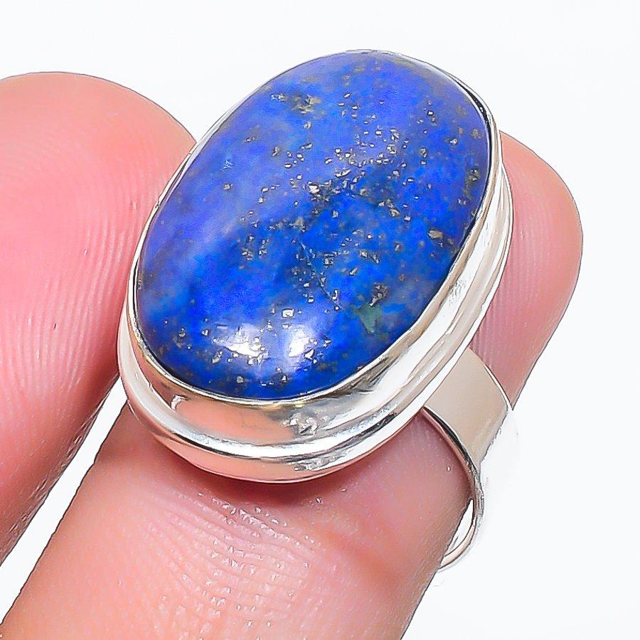 Natural Lapis Lazuli Gemstone 925 Sterling Silver Jewelry Ring Size 7 AR-16661
