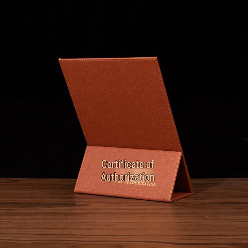 A4 Vertical Leather Certificate Cover with Customizable Hot Stamping Logo