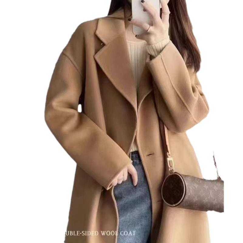Korean Style Women's Mid-Length Wool Coat: 2024 Autumn/Winter Slimming Fashion