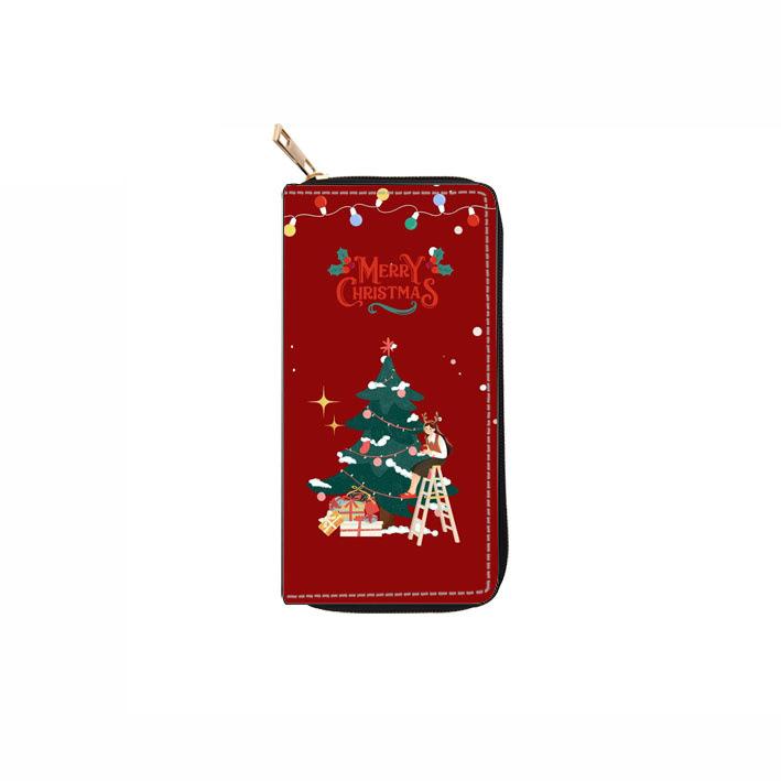 Christmas Long Zipper Wallet Clutch Bag Wallet Change Bag