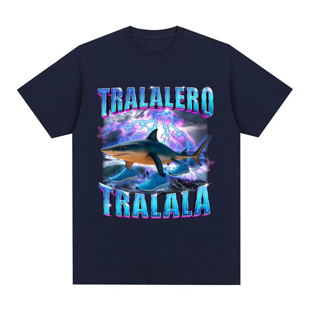 Tralalero Tralala Italian Brainrot Funny Shark Meme Graphic T-shirts Men's Women Clothing Fashion T Shirts Summer Cotton T Shirt