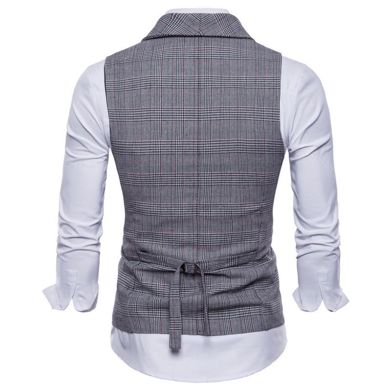 Men's Retro Double-Breasted Plaid Vest - Stylish British Business Casual for Autumn & Winter