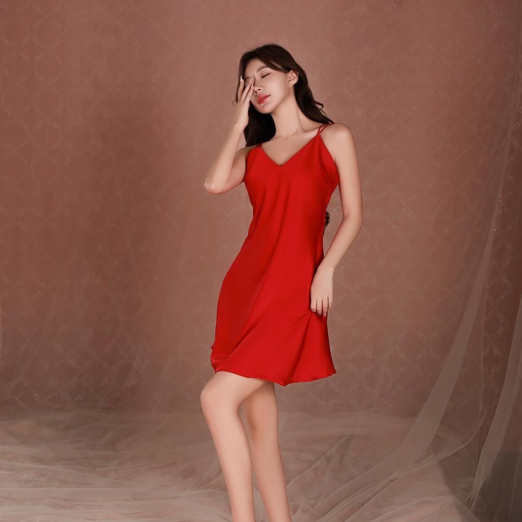 Sexy Unterwäsche Strapsnachthemd Damen Sommer Eis Seide Rückenfrei Übergröße High-End Pure Desire Sexy Pyjamas