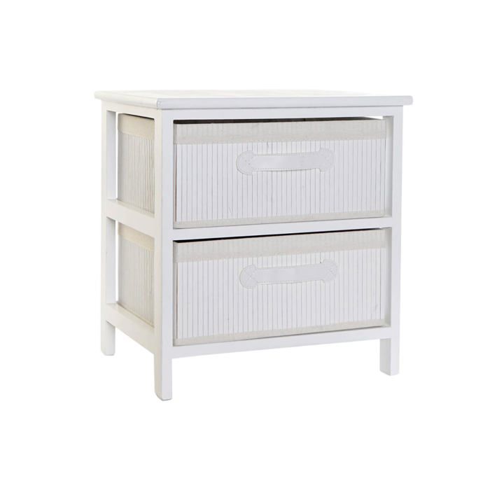 Commode en bambou et bois de paulownia - DKD Home Decor - Blanc - 45x42x32 cm - 2 tiroirs - Assemblage requis - Fragile