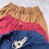 Johnature Casual Summer Japanese Elasticated Waistband Harem Pants Solid Color Simple Comfortable Women Cropped Pants