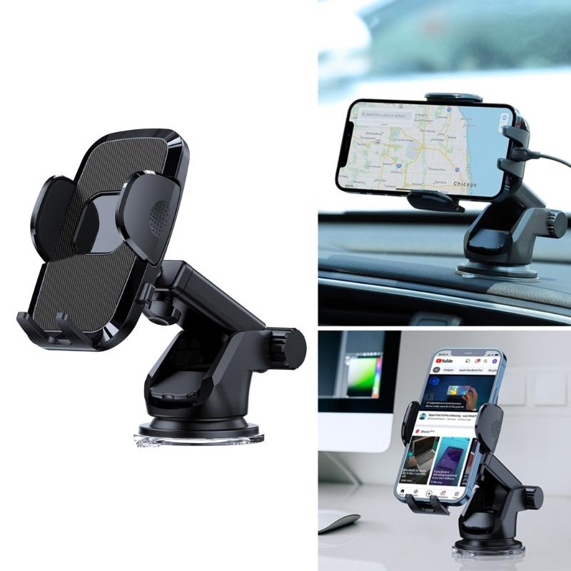 Dashboard & Windshield Universal Car Mount Phone Holder Stand with Suction Cup Base and Adjustable Arm for Mobile Phone