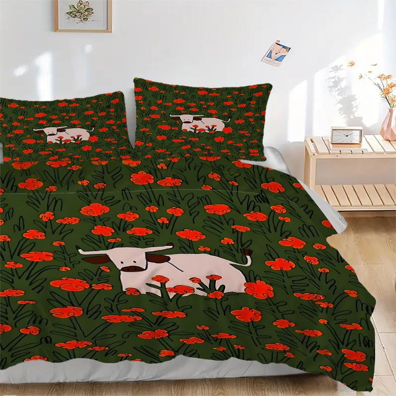 

3pcs Cow Print Bedding Set, Ideal for Home Use, Suitable for Bedroom Decor (1*Duvet Cover + 1/2*Pillowcases, No Core) yy250821219 135x200cm